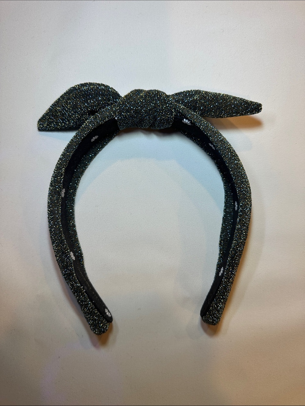 Lele Sadoughi Black Glitter Knot Headband